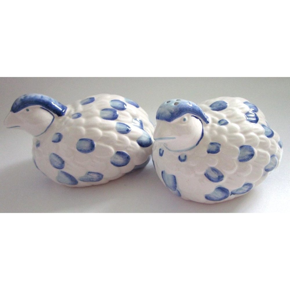 Vintage Ceramic blue and white pheasant/bird - salt and pepper shakers - Abbott